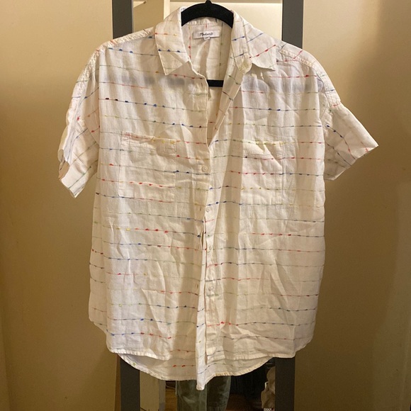 Madewell Courier Shirt in Flecked Rainbow Stripe XXS NWT - Picture 5 of 8